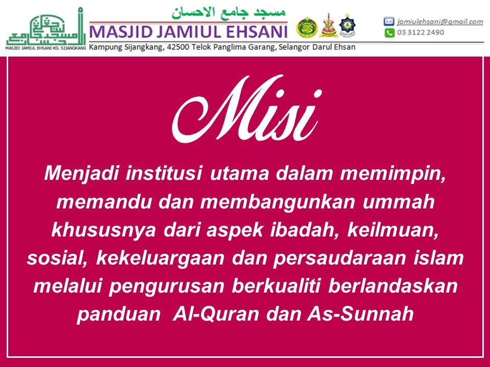 Poster Misi Masjid Jamiul Ehsani